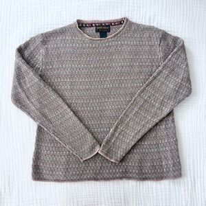 Woolrich Tumbleweed cotton/ramie gray pink blue knit sweater size Medium